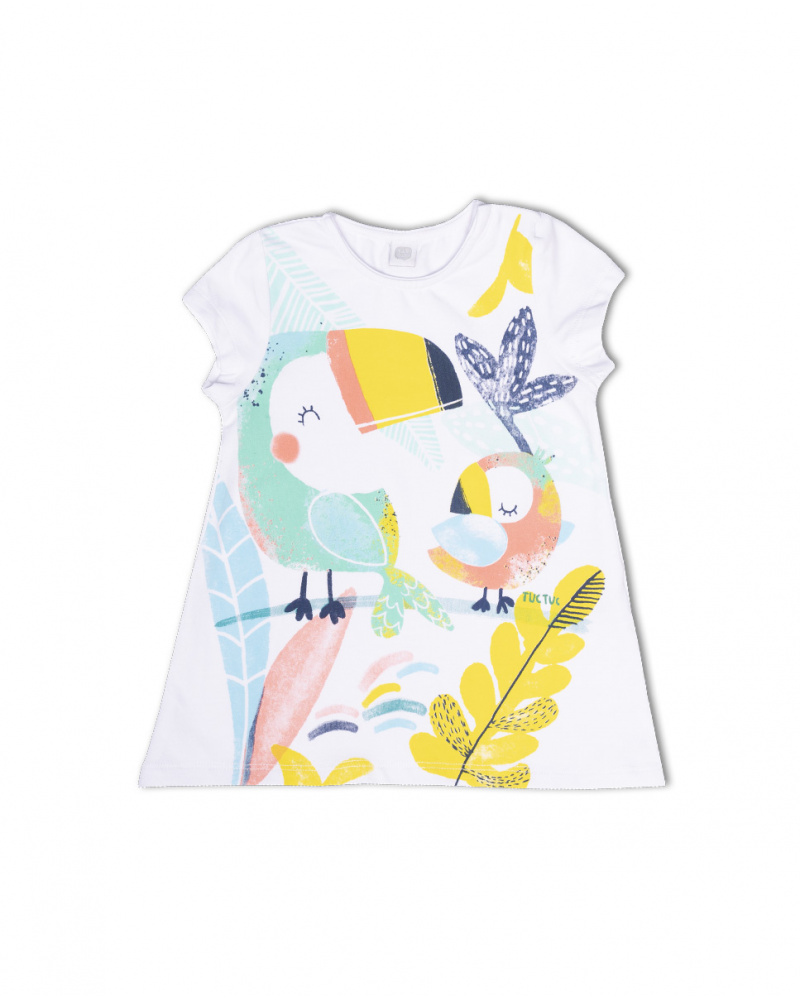 Abito bianco in maglia stampata per bambina Treasure Island