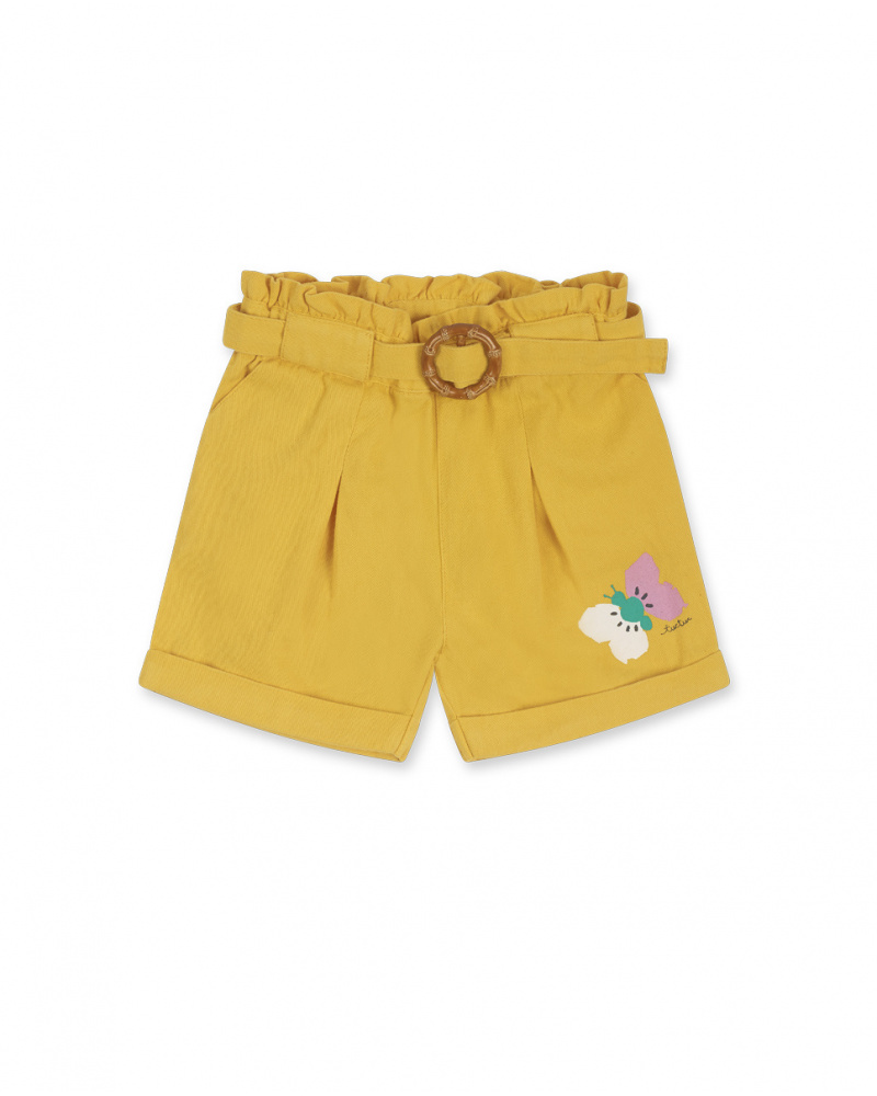Shorts in twill giallo per bambina Tiny Critters