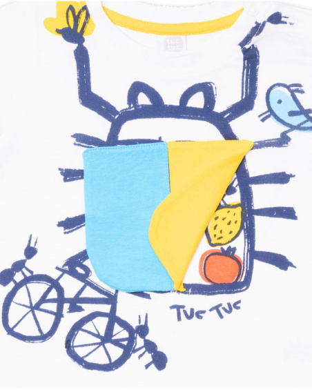T-shirt bianca in maglia per bambino Tiny Critters