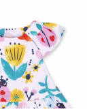 Abito da bambina in raso stampato bianco Tiny Critters