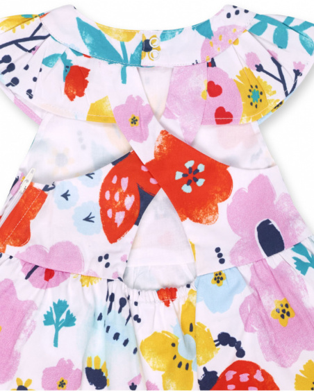 Abito da bambina in raso stampato bianco Tiny Critters