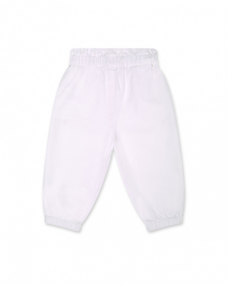 Pantalone in twill bianco per bambina Seashell
