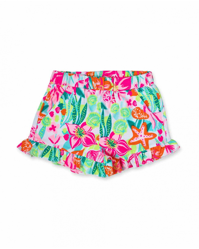 Shorts in maglia con stampa di conchiglie per bambina