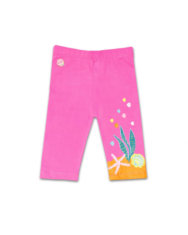 Leggings pirata in maglia fucsia da bambina Seashell