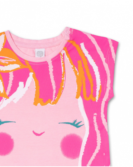 T-shirt in maglia rosa fucsia per bambina Seashell