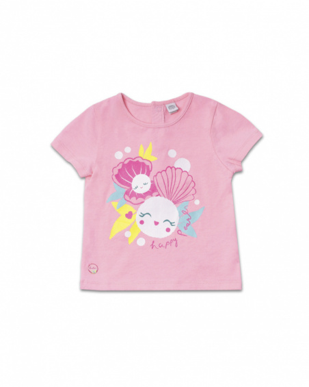 T-shirt in maglia fucsia per bambina Seashell