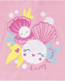 T-shirt in maglia fucsia per bambina Seashell