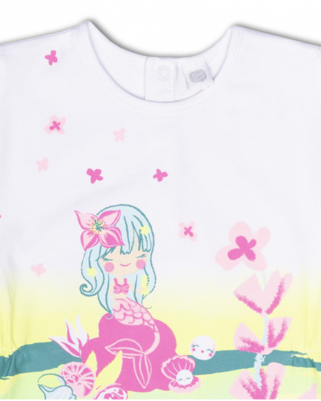 Abito in maglia stampata bianca da bambina Seashell