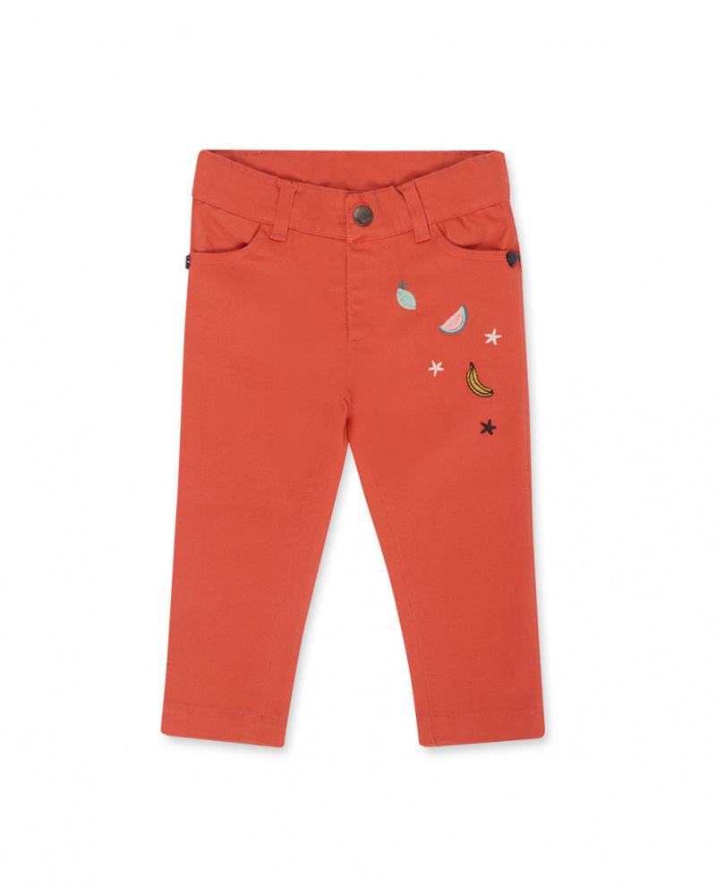 Pantaloni in twill rosso da ragazza succosa