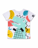 T-shirt dinosauro bianca lavorata a maglia per bambino Juicy