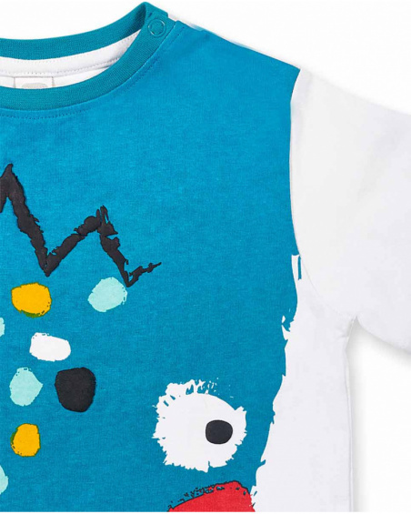 T-shirt in maglia bianca verde da ragazzo Juicy