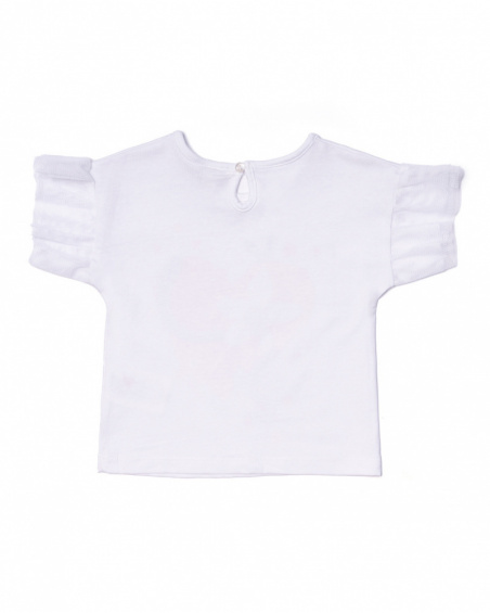 T-shirt bianca in maglia con volant per bambina Juicy