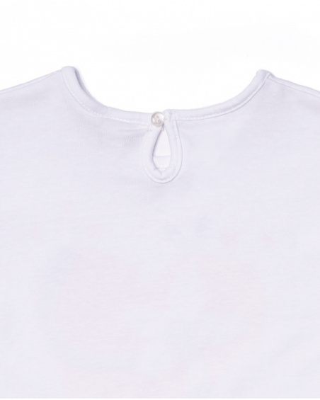T-shirt bianca in maglia con volant per bambina Juicy