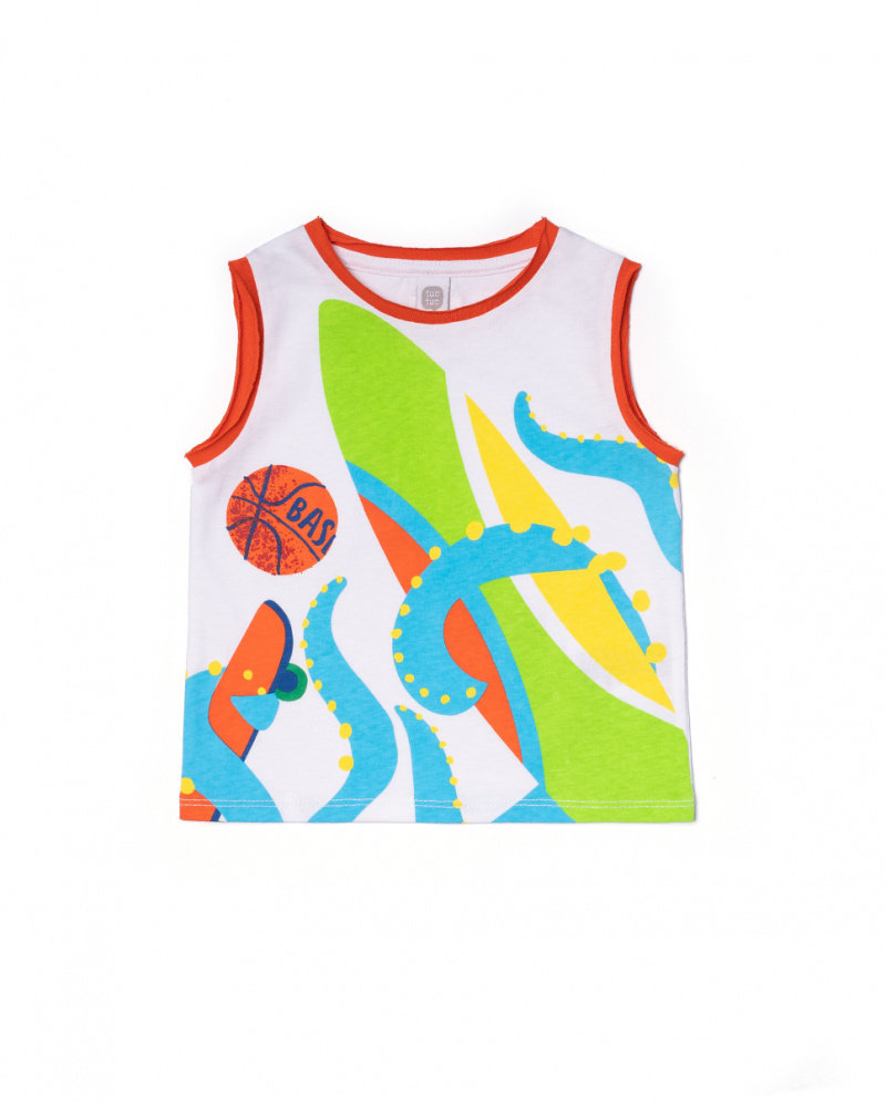 Canotta bianca in maglia per bambino Holidays