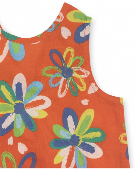 T-shirt rossa in popeline per bambina Holidays