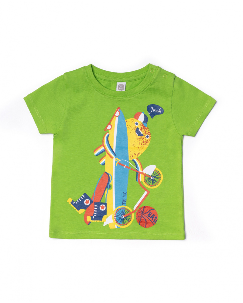 T-shirt verde in maglia per bambino Holidays