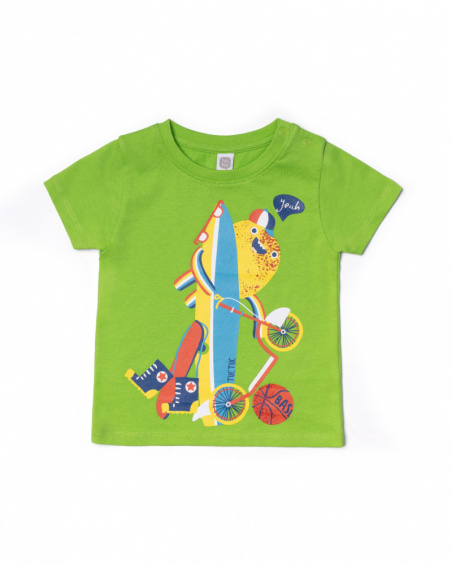 T-shirt verde in maglia per bambino Holidays