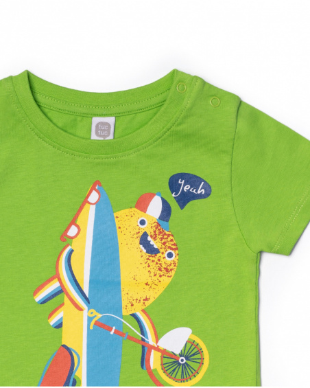 T-shirt verde in maglia per bambino Holidays