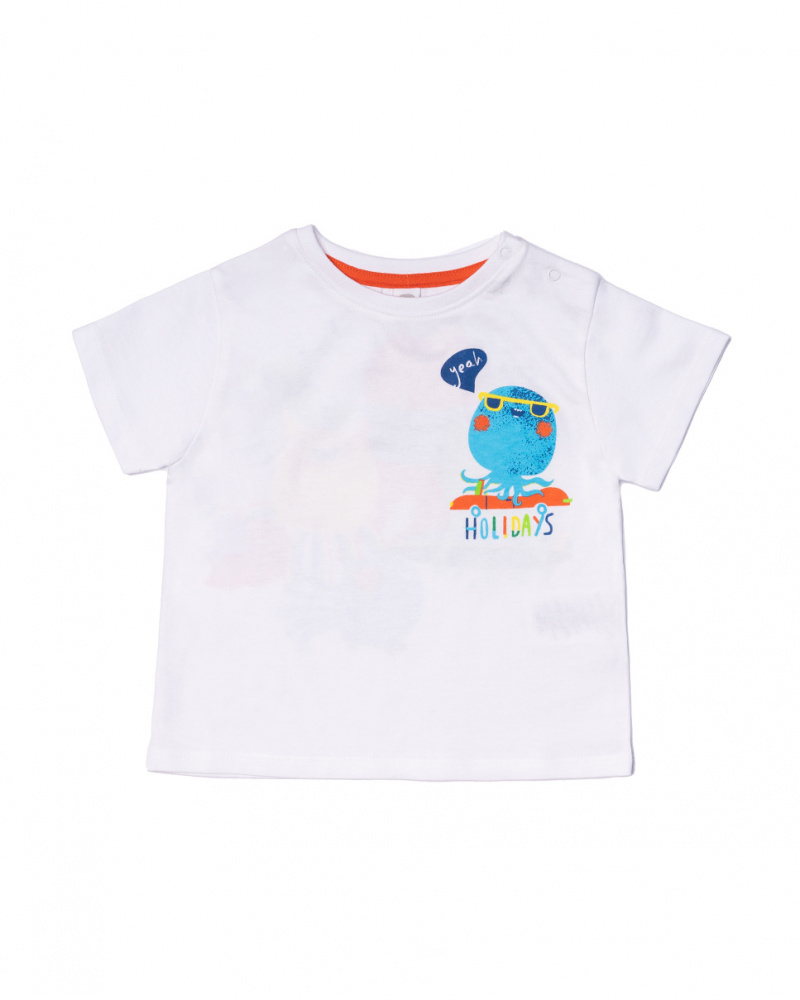 T-shirt bianca in maglia per bambino Holidays