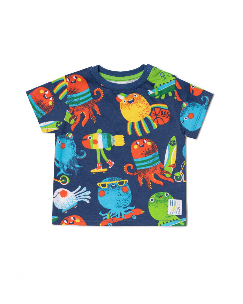 T-shirt in maglia blu per bambino Holidays