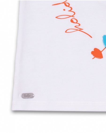 T-shirt bianca in maglia per bambina Holidays
