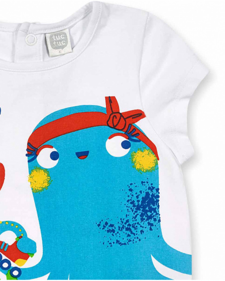 T-shirt bianca in maglia per bambina Holidays Col