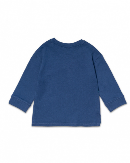 T-shirt lunga blu in maglia per bambino Holidays