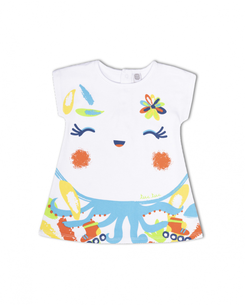 Abito bianco in maglia stampata per bambina Holidays
