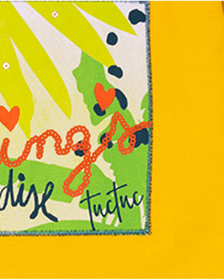 T-shirt lunga in jersey giallo per bambina Tropic Feelings T-shirt lunga in jersey giallo per bambina Tropic Feelings