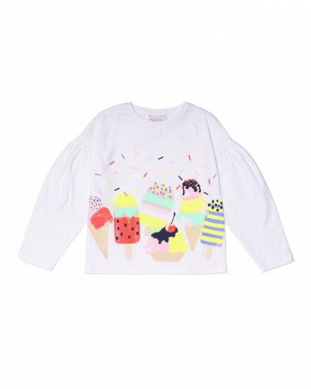T-shirt lunga bianca in jersey per bambina Really Sweet T-shirt lunga bianca in jersey per bambina Really Sweet