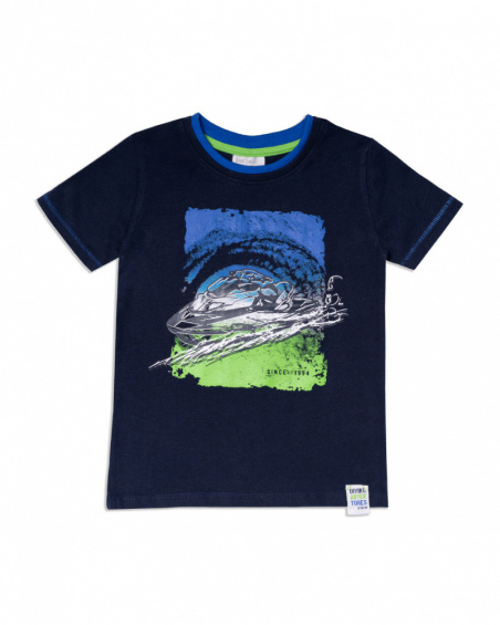 T-shirt blu in maglia per bambino Diving Adventures