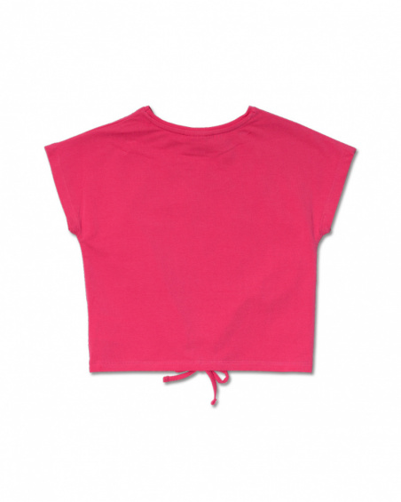 T-shirt in maglia fiore fucsia per bambina Amazzonia