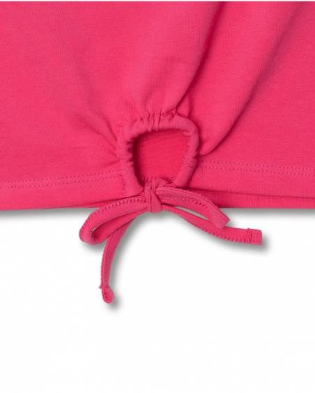 T-shirt in maglia fiore fucsia per bambina Amazzonia T-shirt in maglia fiore fucsia per bambina Amazzonia