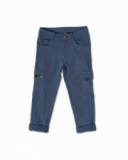 Pantalone lungo cargo blu navy per bambino Basics Boy