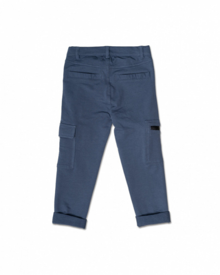 Pantalone lungo cargo blu navy per bambino Basics Boy