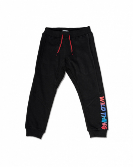 Pantalone lungo nero in maglia per bambino Wild thing Pantalone lungo nero in maglia per bambino Wild thing