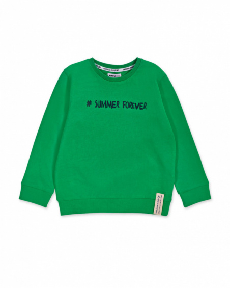 Felpa in maglia verde per bambino The coast