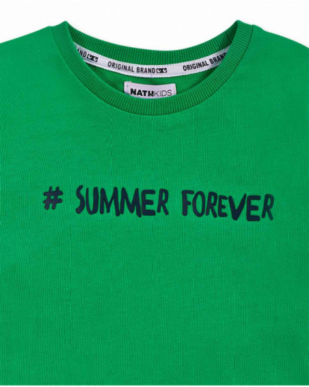 Felpa in maglia verde per bambino The coast