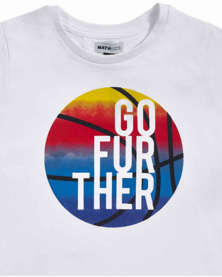 T-shirt bianca in maglia per bambino Your game