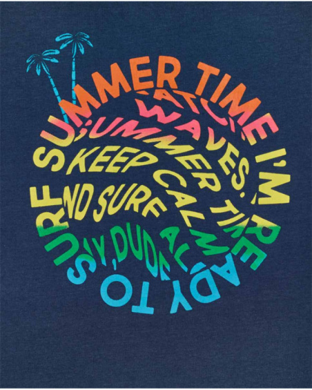 T-shirt blu navy in maglia per bambino Beach Days