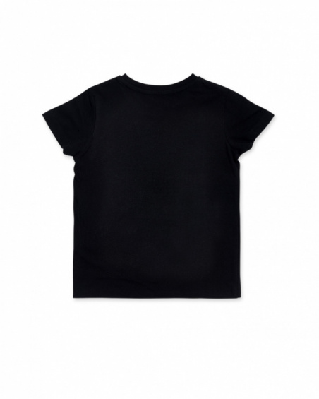 T-shirt nera in maglia per bambino Wild thing