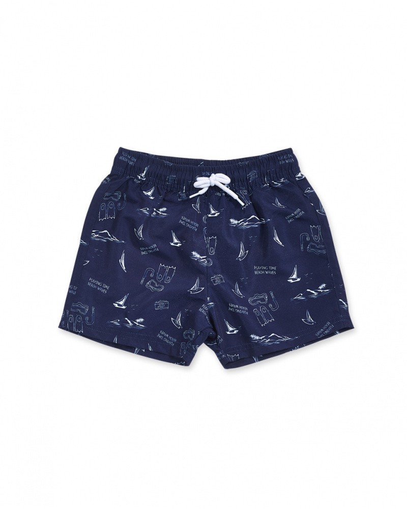 Bermuda stampati blu navy per bambino The coast
