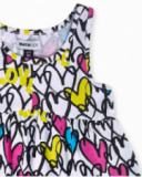 Abito bianco in maglia stampata per bambina Rebel Girl