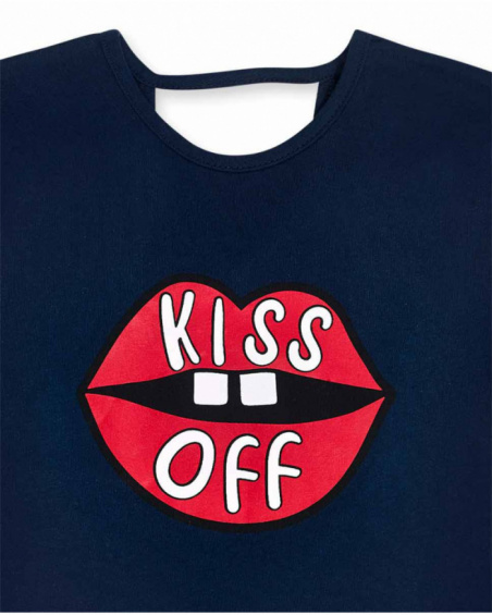 Abito in maglia blu per bambina Bad influencer