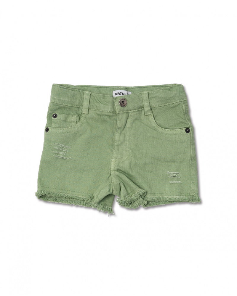 Pantaloncini piatti da bambina di colore verde Oasis