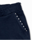 Pantaloncino in maglia blu navy per bambina Leonor Basics Girl