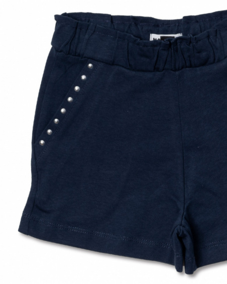 Pantaloncino in maglia blu navy per bambina Leonor Basics Girl