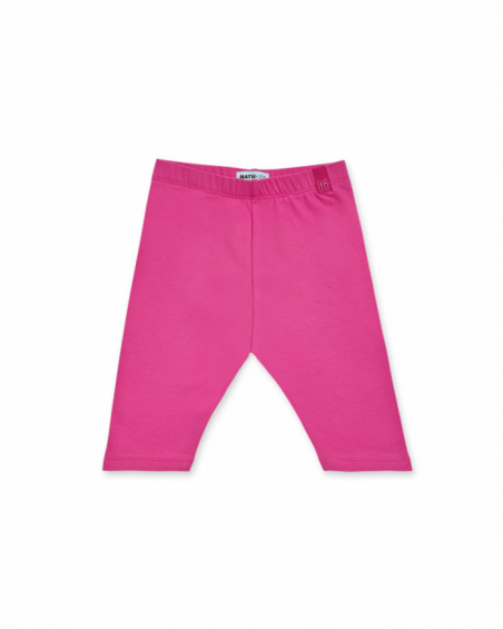 Leggings ciclismo in maglia fucsia per bambina Basics Girl