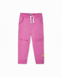 Pantalone lungo rosa in maglia per bambina Paradiso beach