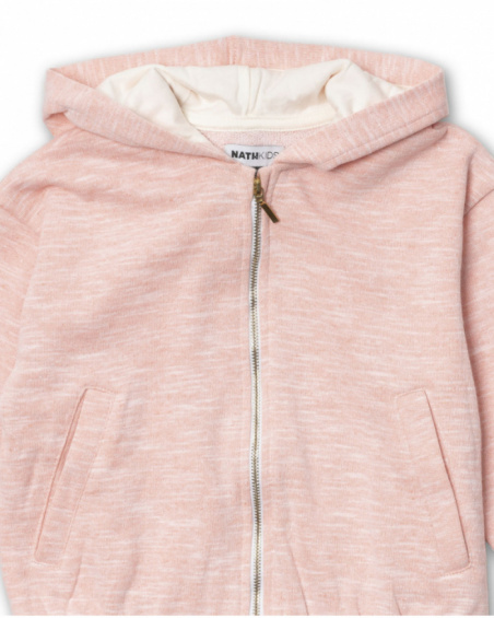 Felpa aperta in maglia arancione per bambina Oasis